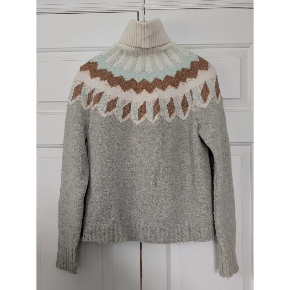 J. Crew Fair Isle Wool Blend Turtleneck Sweater  in Supersoft Yarn